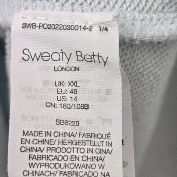 Sweaty Betty Revive Sweatshirt Womens 14 Aqua Blue Peplum Oversized Loungewear - Picture 6 of 15